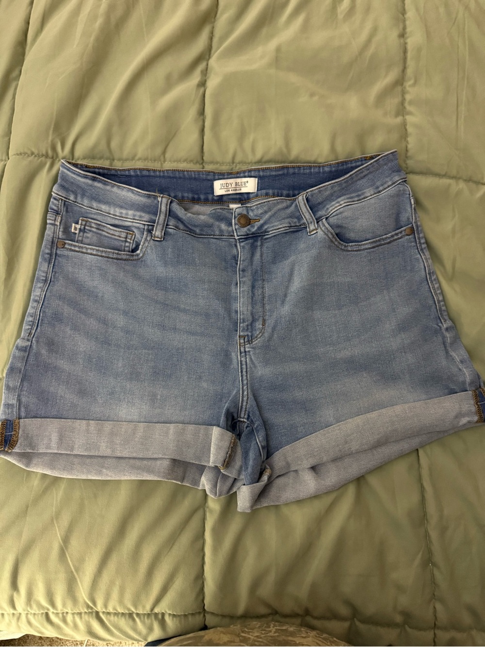 Judy Blue Faded Light Blue Roll-Cuff Denim Shorts